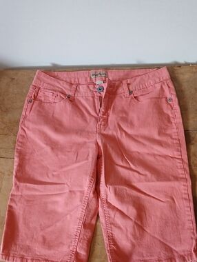 Ruffhewn Rusty Coral Straight-Leg Women's 12 Stretch Jean Knee Shorts